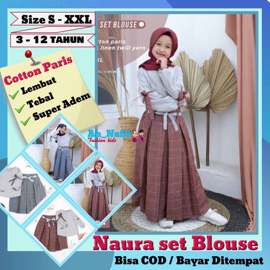 Baju Setelan Rok Anak Perempuan Umur 3 - 12 Tahun Blouse Paris Dress Muslim Anak Perempuan 3 Tahun 5 Tahun 8 Tahun 10 Tahun 12 Tahun Cewek Kekinian