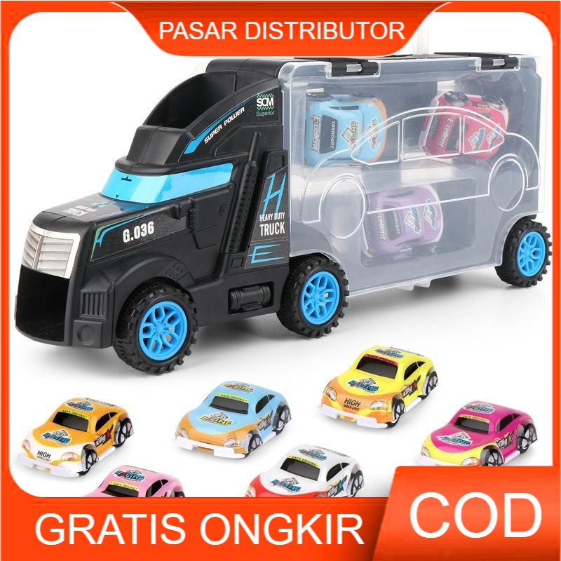 Mainan Mobil SLIDE STORAGE CAR Truk Besar Sliding &amp; Pull Back Car New Car Slide Storage Mobil Perosotan