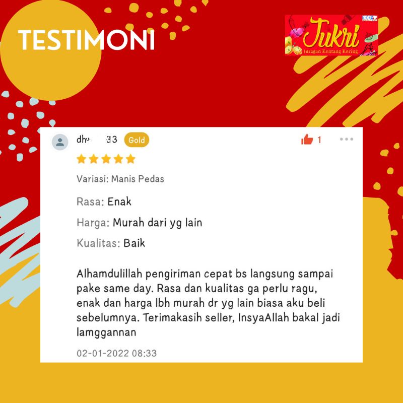 

Ay00! KENTANG MUSTOFA UKURAN LARGE 500gr BEST SELLER! / TANPA BAHAN PENGAWET / Ijin P-IRT HALAL