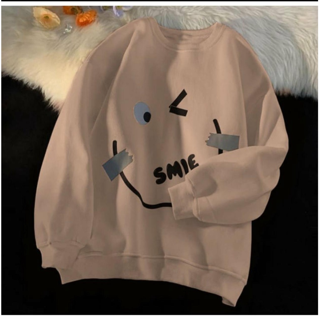 SMIE CUTE SWEATER WANITA - SWEATER OVERSIZE - SWEATSHIRT WANITA - SWEATER CREWNECK