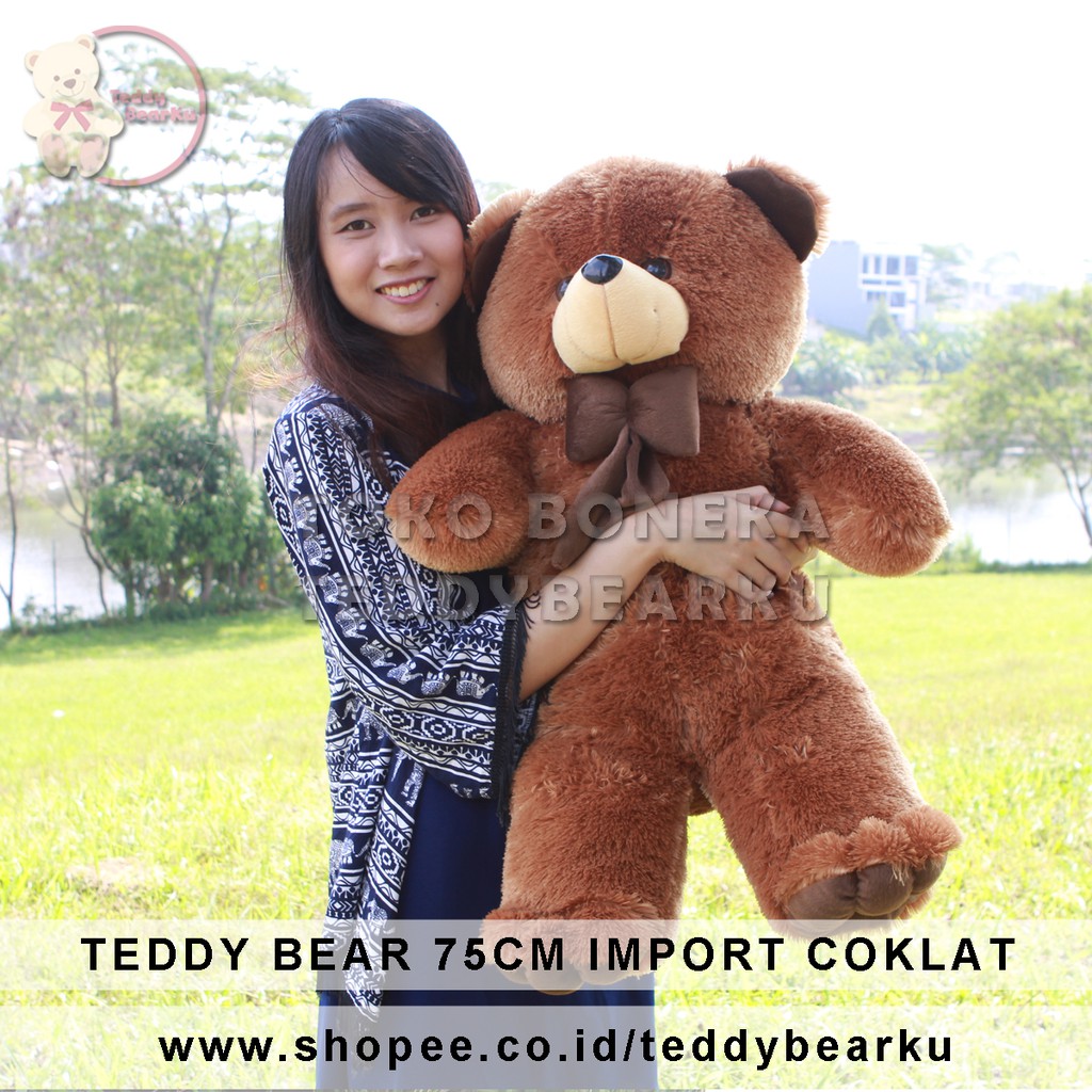 Boneka Teddy Bear XL 75CM Model Teddy Bear Import (Cream, Coklat)