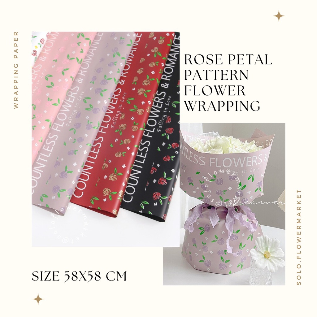 

ECER ROSE PETAL PATTERN FLOWER WRAPPING CELLOPHANE KERTAS BUKET PEMBUNGKUS BUNGA WRAPPING PAPER CRAFT RUSTIC FLORIST HANDBOUQUET NON WOVEN PAPER WATERPROOF PAPER FLORALWRAP FLOWERWRAPPING KERTAS BUNGA KERTAS BUKET DIY PROPERTI FOTO