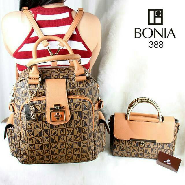 Tas Wanita Bonia Ransel Kulit Set 2in1 Tas Kecil Tali Panjang Impor Fashion Grosir Murah Batam