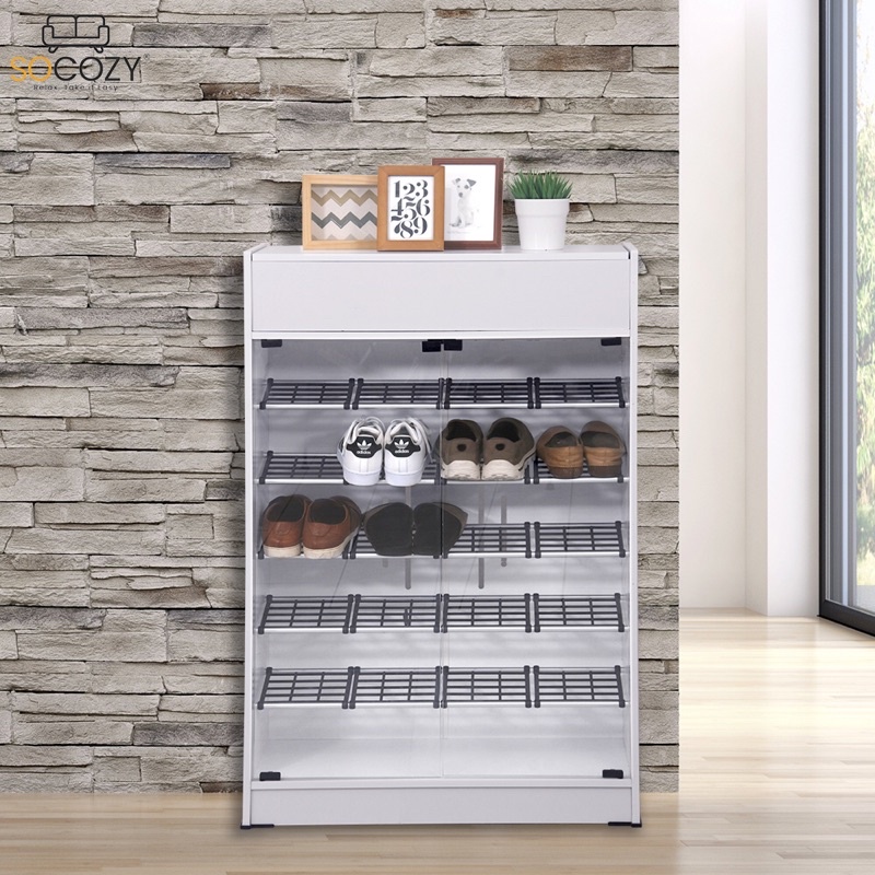 Socozy - Lemari sepatu rak sepatu pintu kaca