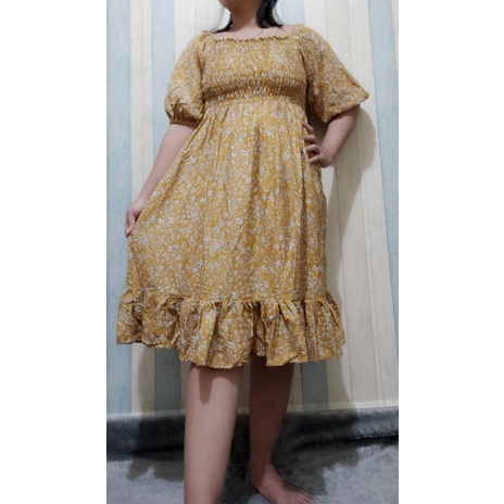Dress Kerut Raflle Lily Bali/Dress Kerut tangan.(size XL &amp; XXL).