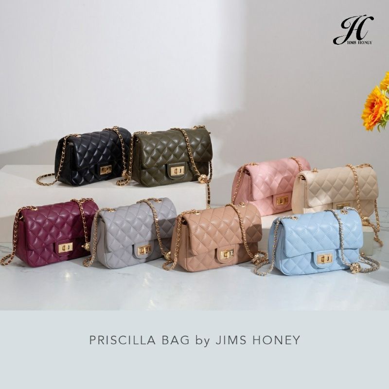 Priscilla Bag Jimshoney Original Tas Selempang Wanita Realpic Cod Tali rantai serut official store