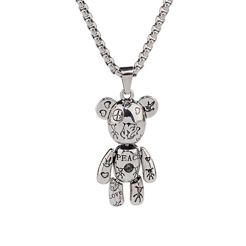 Kalung Dengan Liontin Bentuk Beruang Bahan Titanium Steel Tahan Air Untuk Wanita