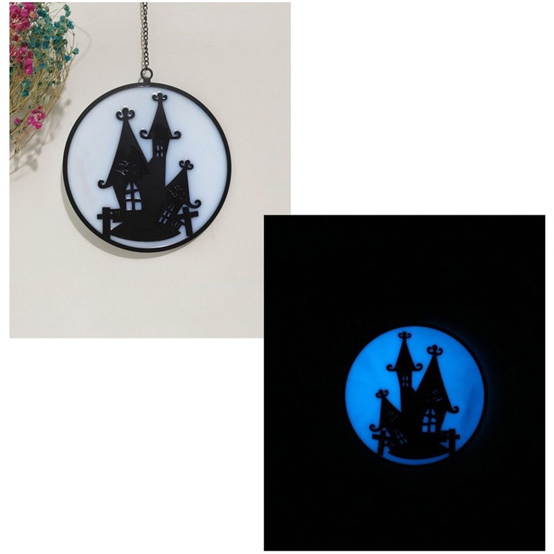 Liontin Bentuk Rumah Hantu Bahan Kaca Luminous Warna Hitam Untuk Indoor Outdoor