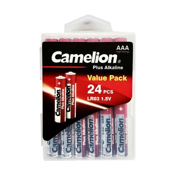 Camelion Baterai Alkaline AAA 24 Pcs dengan kotak baterai