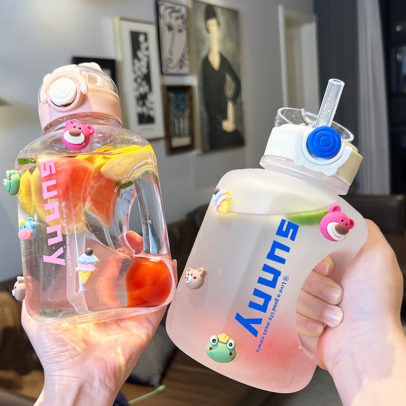 Botol Air Minum 1L Dengan Stiker 3D Bahan Plastik Untuk Olahraga