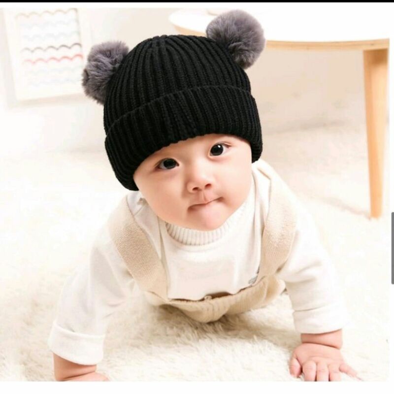 Rully_Topi Bayi Kupluk bayi model pompom usia 0_3 tahun