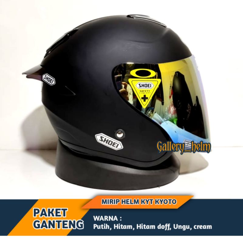 HELM KYOTO DYR PAKET GANTENG | INCLUDE VISOR VENOM, SPOILER, STIKER SHOEI | KEMBARAN KYT KYOTO HITAM