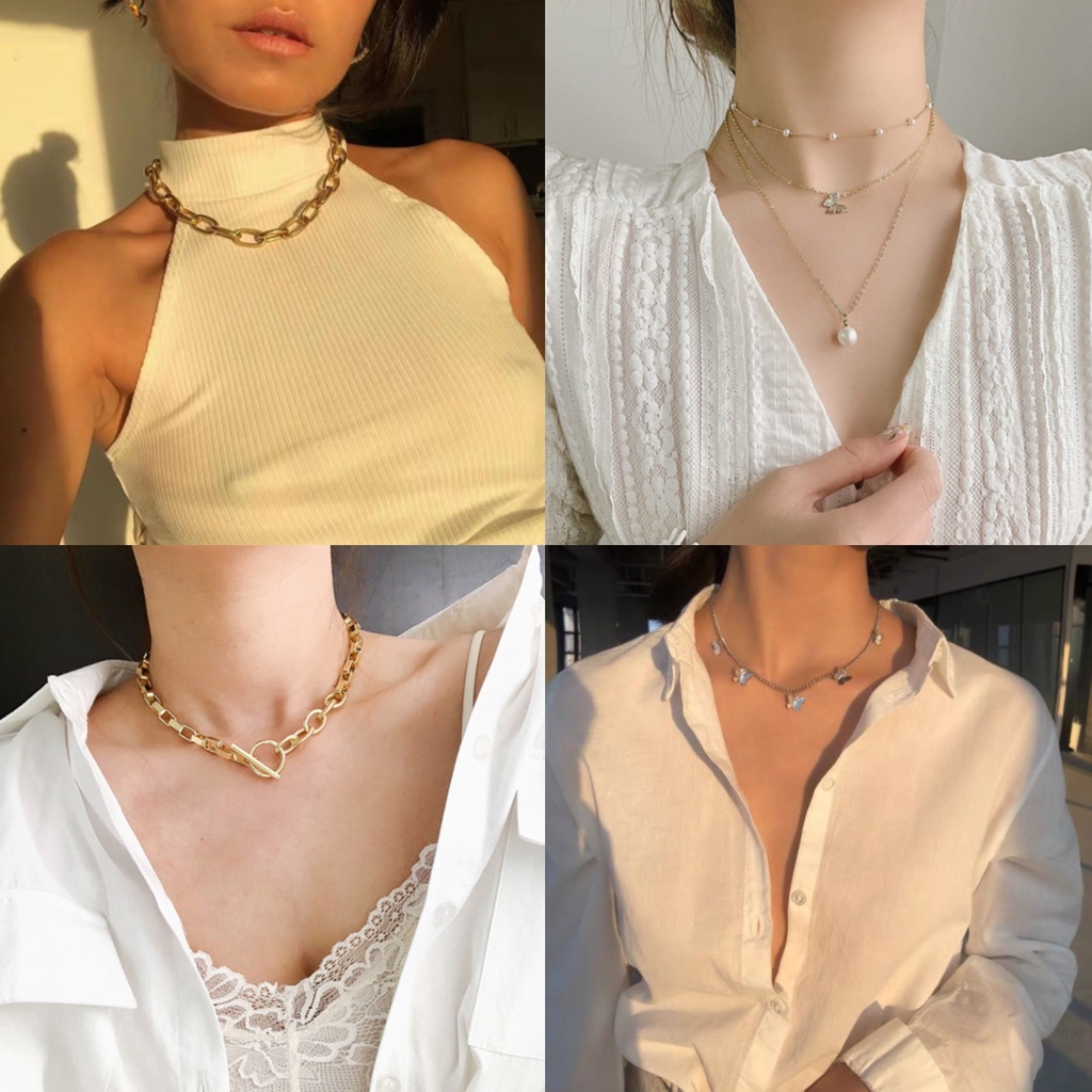 Kalung Choker Multilayer Liontin Bintang Emas Gaya Bohemian Etnik Untuk Wanita