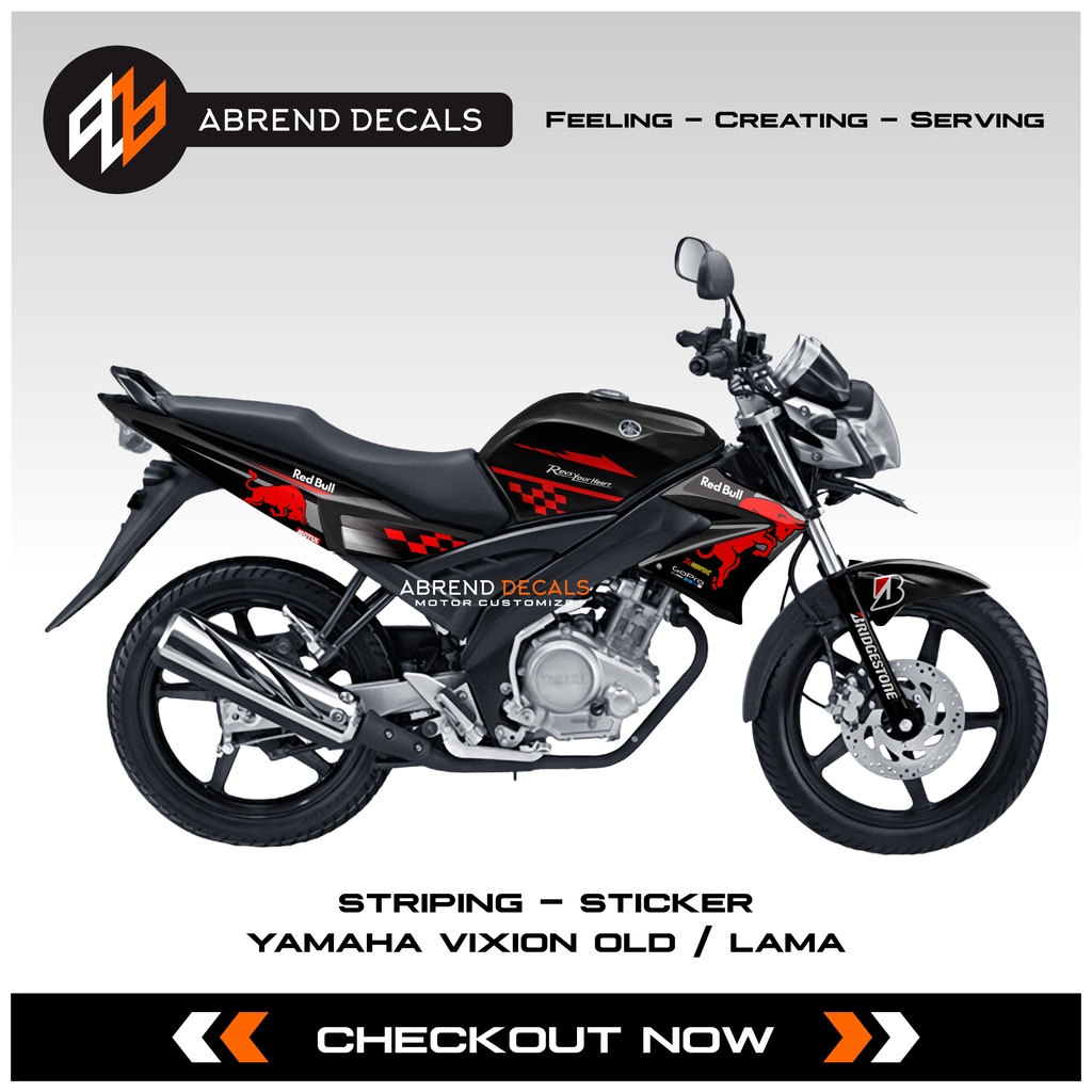 Striping Yamaha Vixion Old / Lama Redbull / Stiker Motor Vixion / Stock Decal