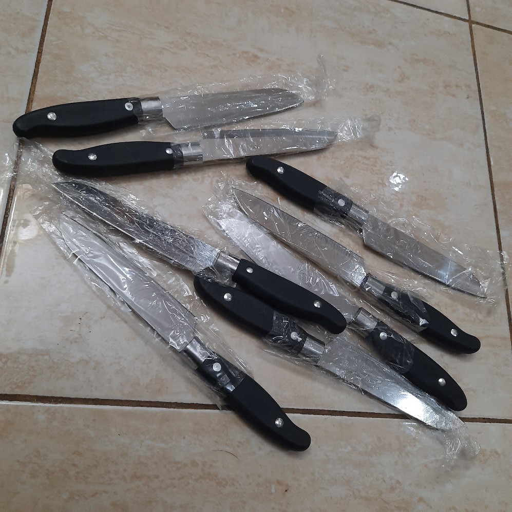 Pisau Dapur Stainless Tajam Knife Buah Sayur Daging Murah Ringan Polos Runcing