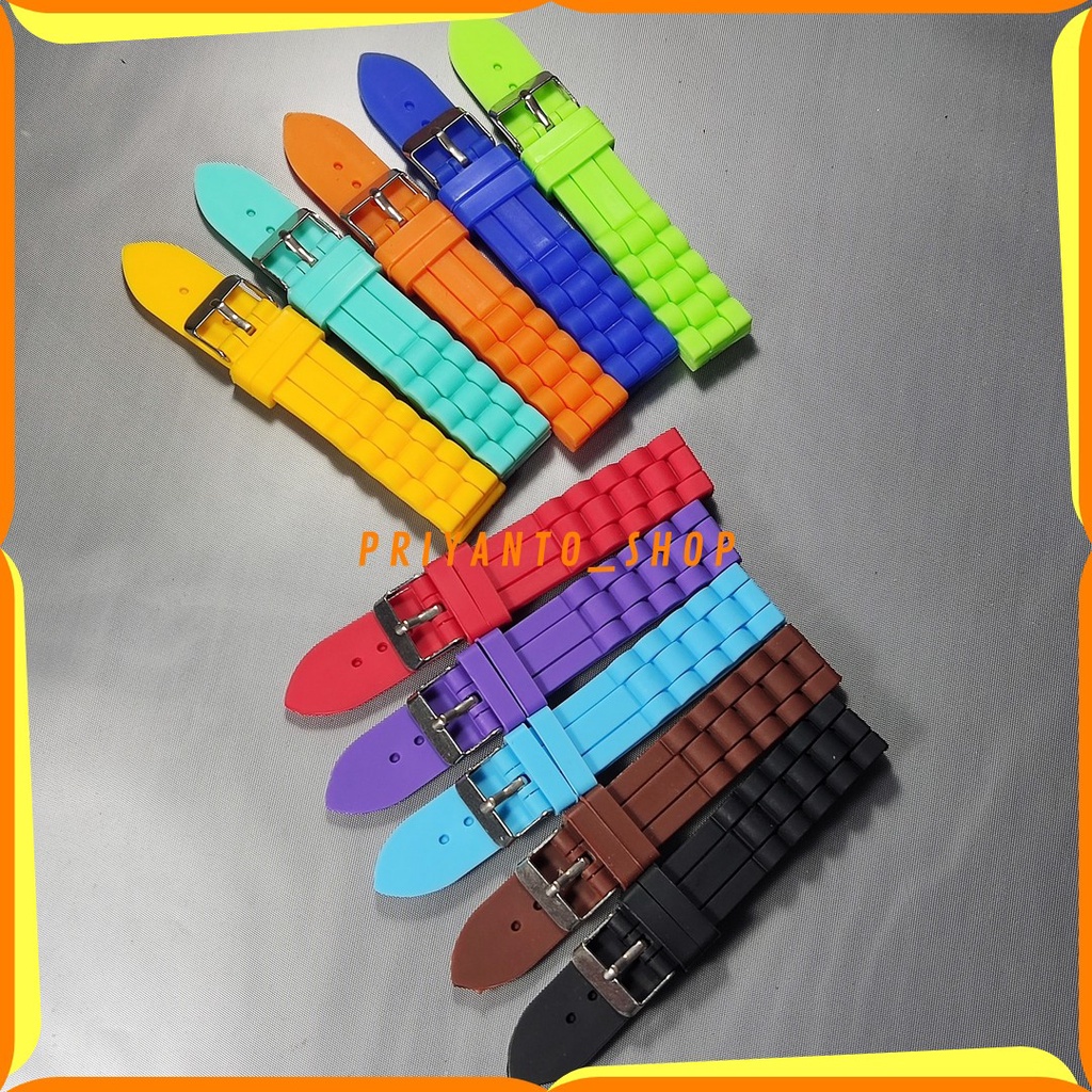 Tali Karet Jam Tangan Strap Rubber silicone 18mm warna bagus