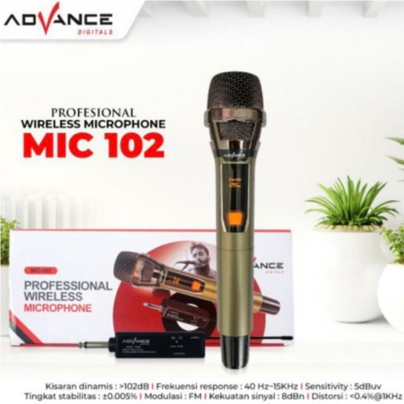 Mic,mik Microphone wirless tanpa kabel original advance 102/mikrofon karaoke suara jernih untuk spea