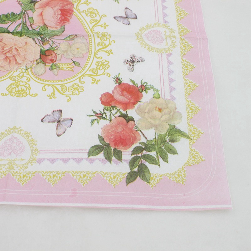 Pink Flowers Paper Napkins Print Tissue Napkins Decoration Serviettes 20pcs/pack