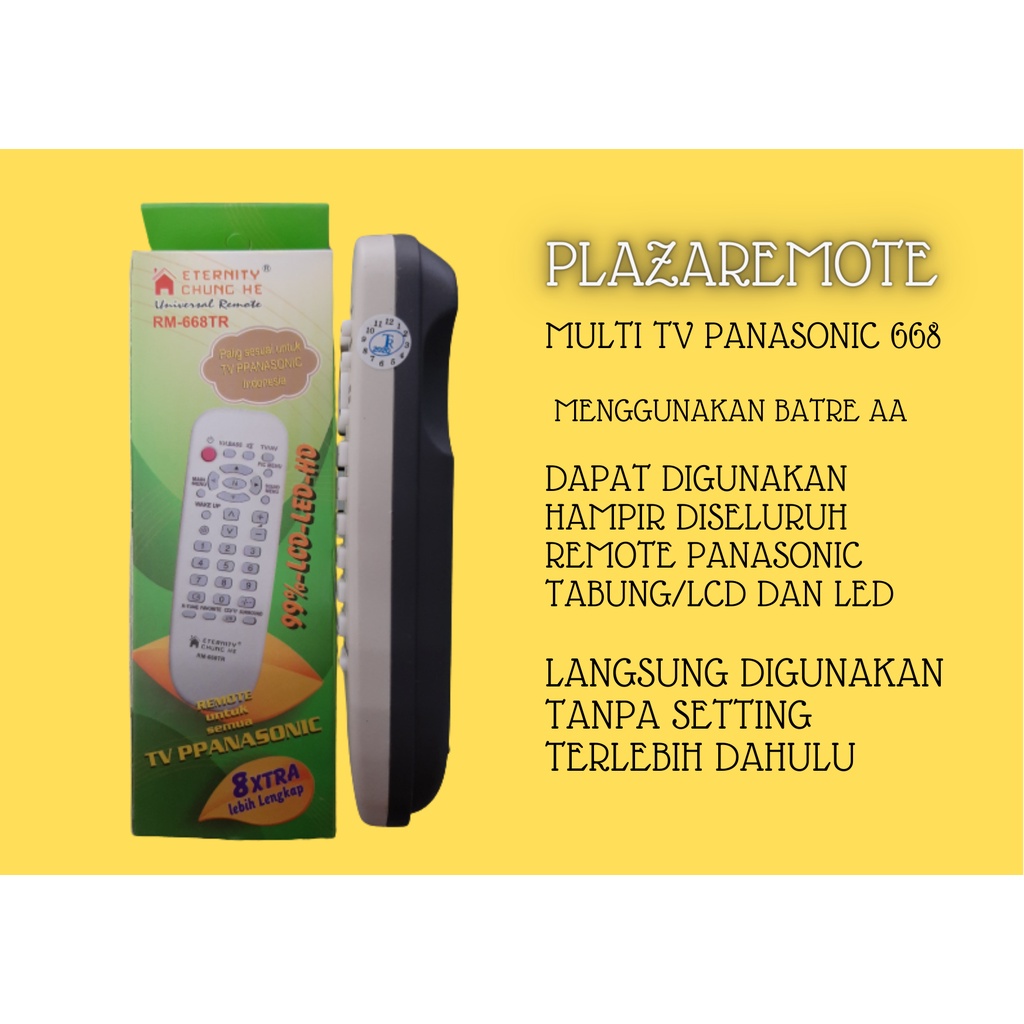 REMOTE TV TABUNG PANASONI 668TR MULTIFUNGSI LANGSUNG PAKAI TANPA SETTING