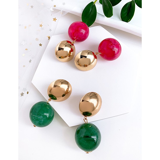 LRC Anting Fashion Navy Alloy Resin Ball Earrings F7351X