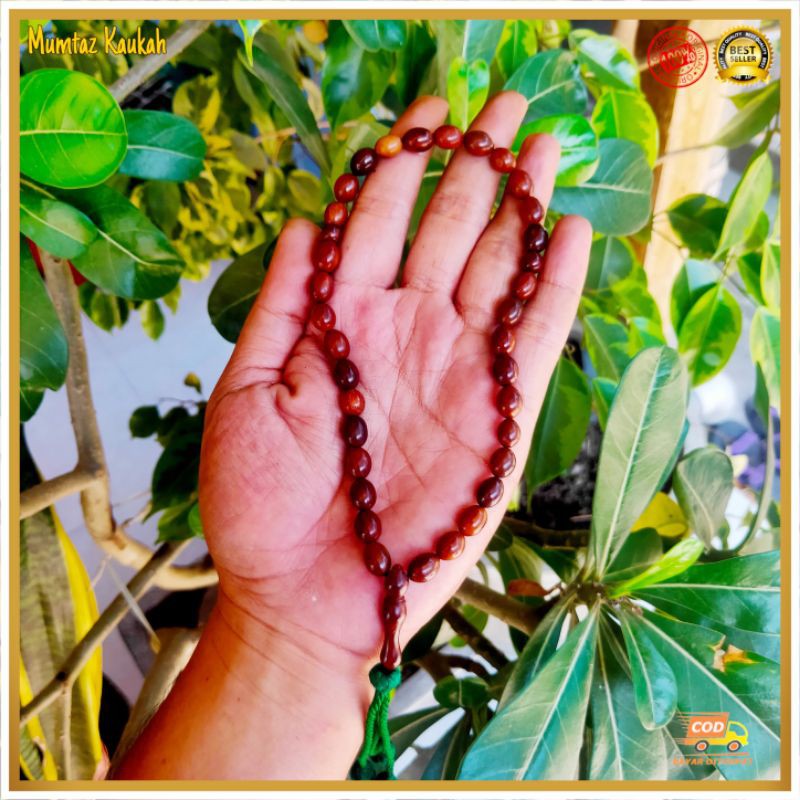 Tasbih koka kaukah 33 oval rumbai hijau original kokka kauka kaokah kaoka