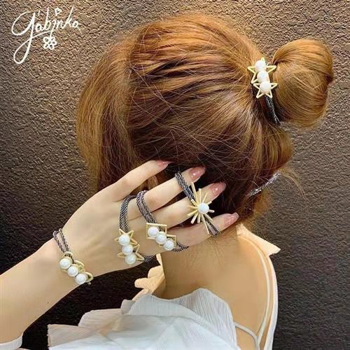 (Hello Girl)F118 Ikat Rambut Wanita Mutiara Besar Gaya Korea Import