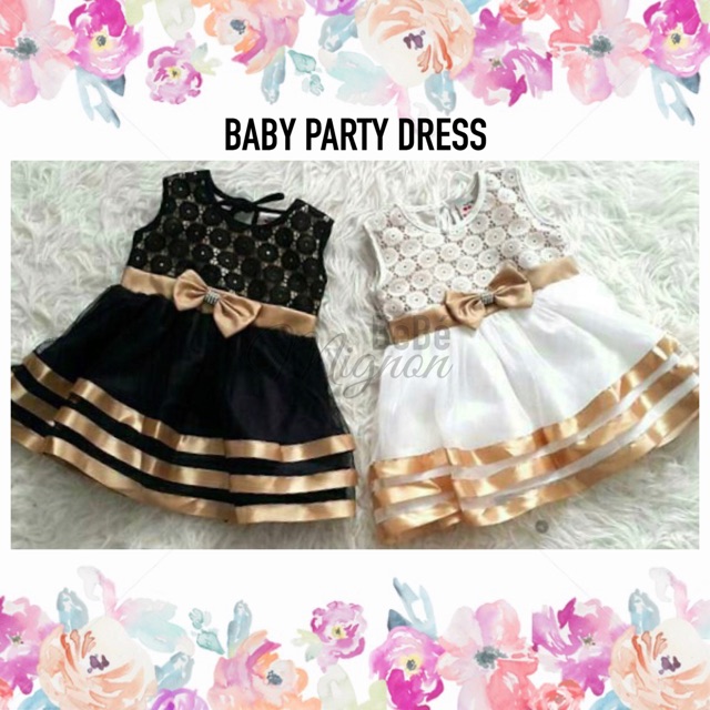 Black Gold / White Gold Baby Girl Party Dress - Baju Gaun Pesta Hitam Emas Putih Bayi Anak Perempuan