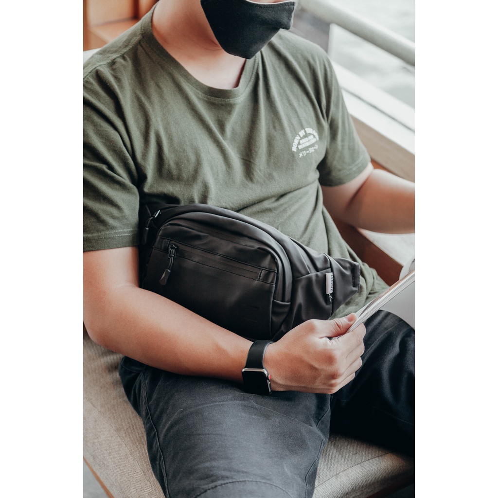 [KLIKTAS] Tas pinggang Anti air Zigger Carbon series Amber 22004 Waterproof waistbag