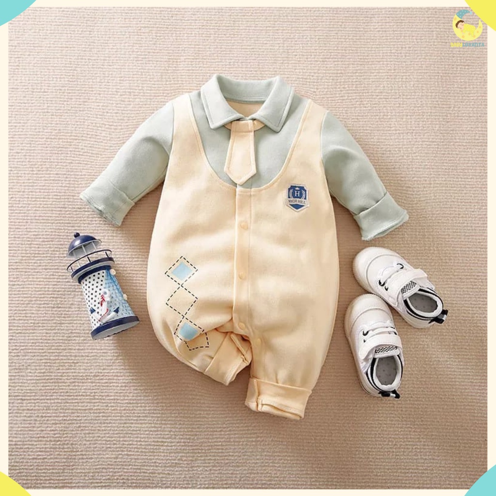 BABYLOVANTA - Baju jumper premium lucu Motif Dasi Cream Baju baby lucu impor korea 874