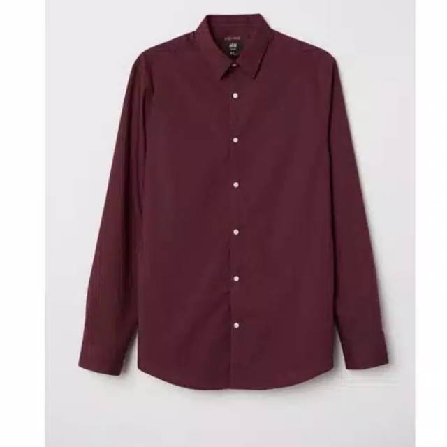 Kemeja H M HnM Easy Iron Slim Fit Shirt Original Maroon Kemeja H M HnM Easy Iron Slim Fit Shirt Original Maroon