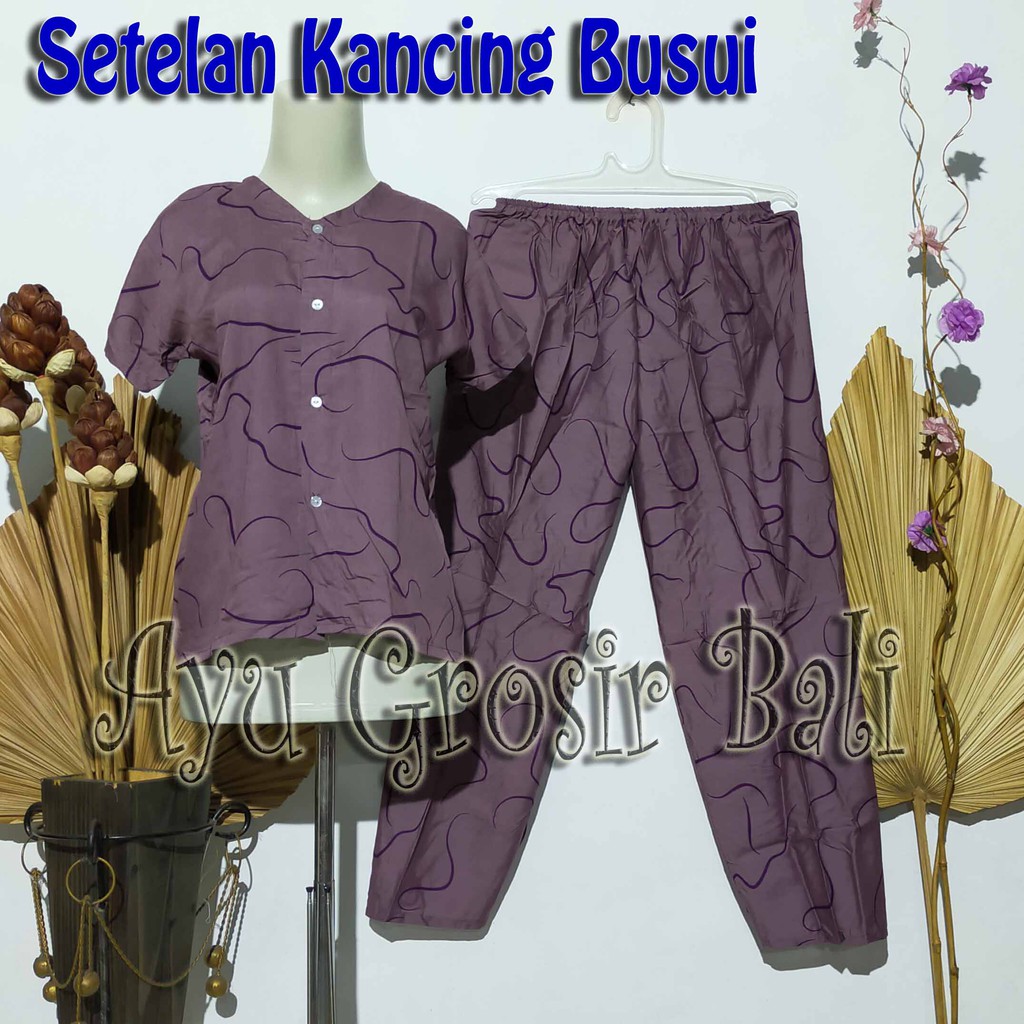 SETELAN KANCING CELANA PANJANG BUSUI / PIYAMA / BABYDOLL / BAJU TIDUR (Pilih motif)