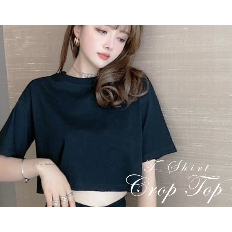 ATASAN TOP KOREA  CROP TEE OVERSIZED CROP TOP OVERSIZED BAJU WANITA CROPTOP POLOS PREMIUM