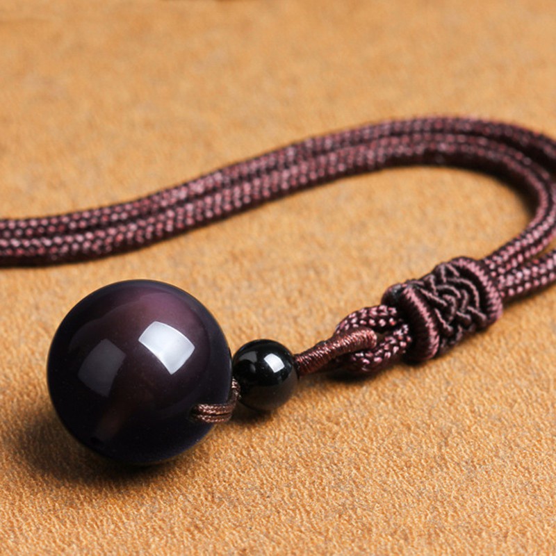 Lucky Bead 16Mm Obsidian Sandstone Agate Smoky Quartz Necklace Pendant Natural Genuine Crystal