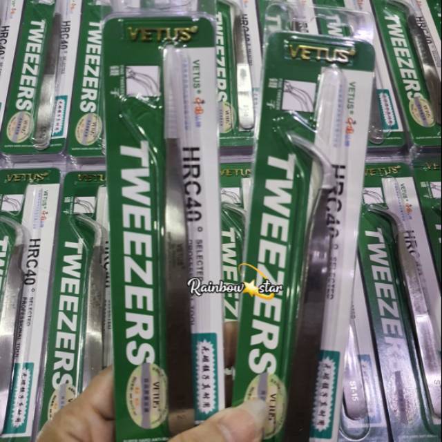 Pinset VETUS ORIGINAL Silver Tweezers Eyelash Extension Alat Sambung Bulu Mata