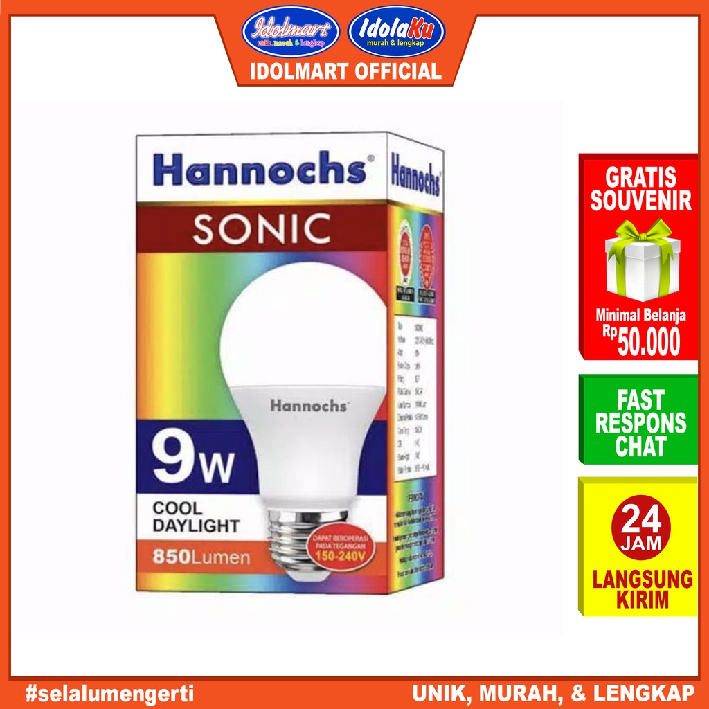 IDOLAKU Lampu Hannoch LED Sonic 9 Watt - Cahaya Putih