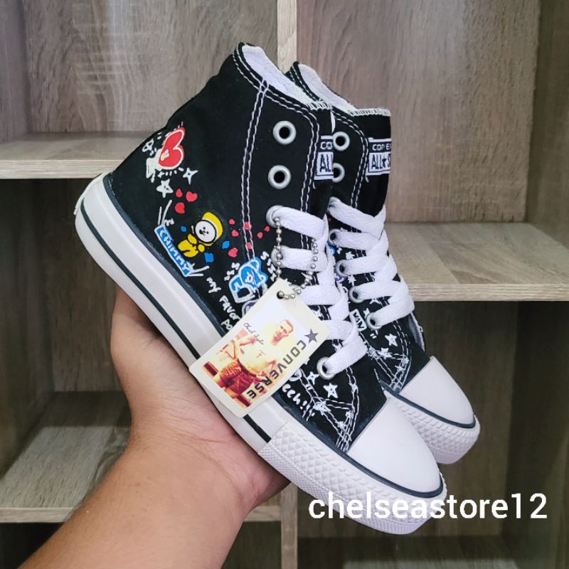 SEPATU CONVERSE ANAK BTS BT21 SEPATU ANAK PEREMPUAN &amp; SEPATU ANAK LAKI LAKI MOTIF KOREA KARAKTER