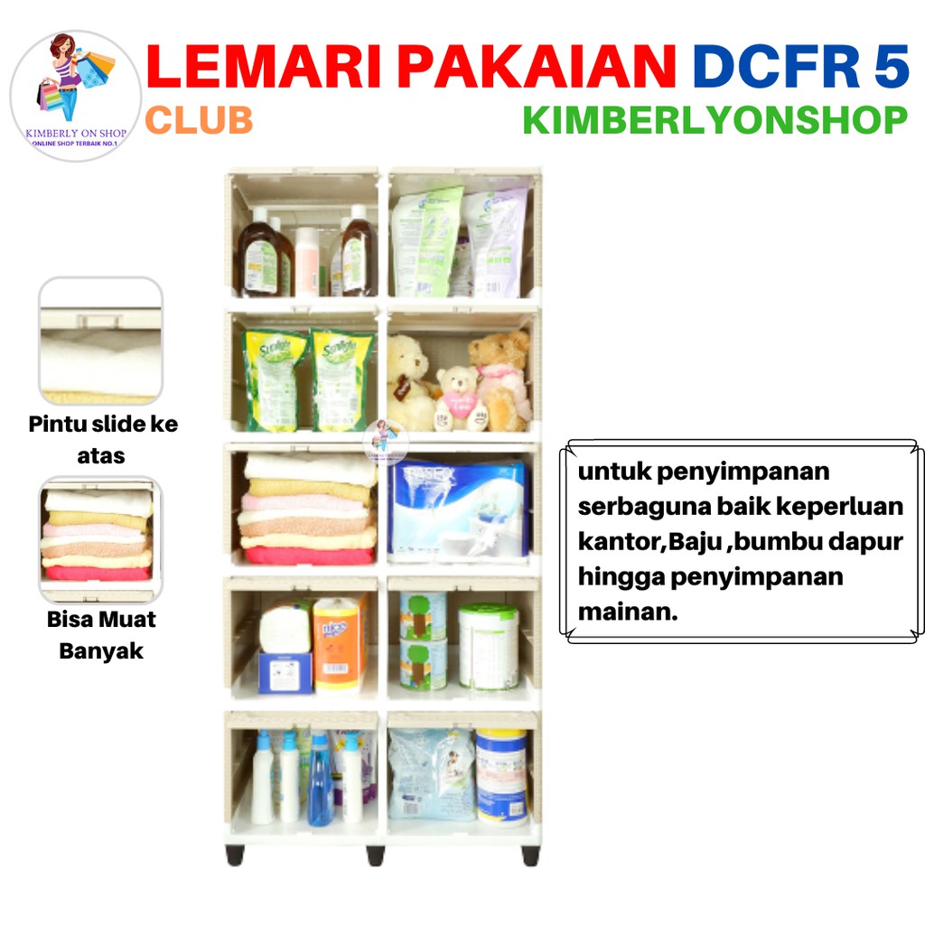 Lemari Pakaian Plastik Laci Clip Flip Double Susun 5