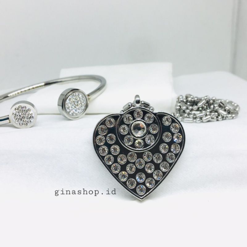 (TERBARU)SATUSET KALUNG GELANG QUANTUM PENDANT LOVE PERMATA PUTIH GELANG BIO MAGNETIC KESEHATAN