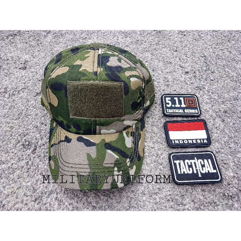 TOPI ARMY MULTICAM VELCRO+ EMBLEM KARET