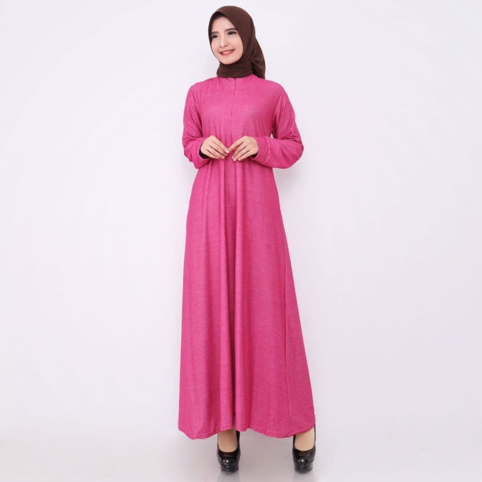 dress Baju Gamis Wanita Terbaru Gamis Calvin Jeans Polos Zipper Depan 1588 - Navy cantik termurah me
