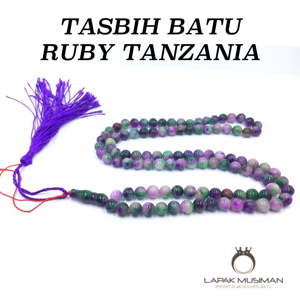 [Bayar di Tempat] Tasbih Batu Ruby Tanzania Asli Natural 99 Butir