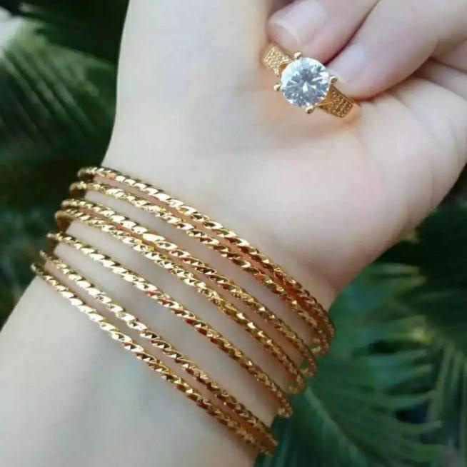 gelang keroncong titanium set 7 free cincin mata 1