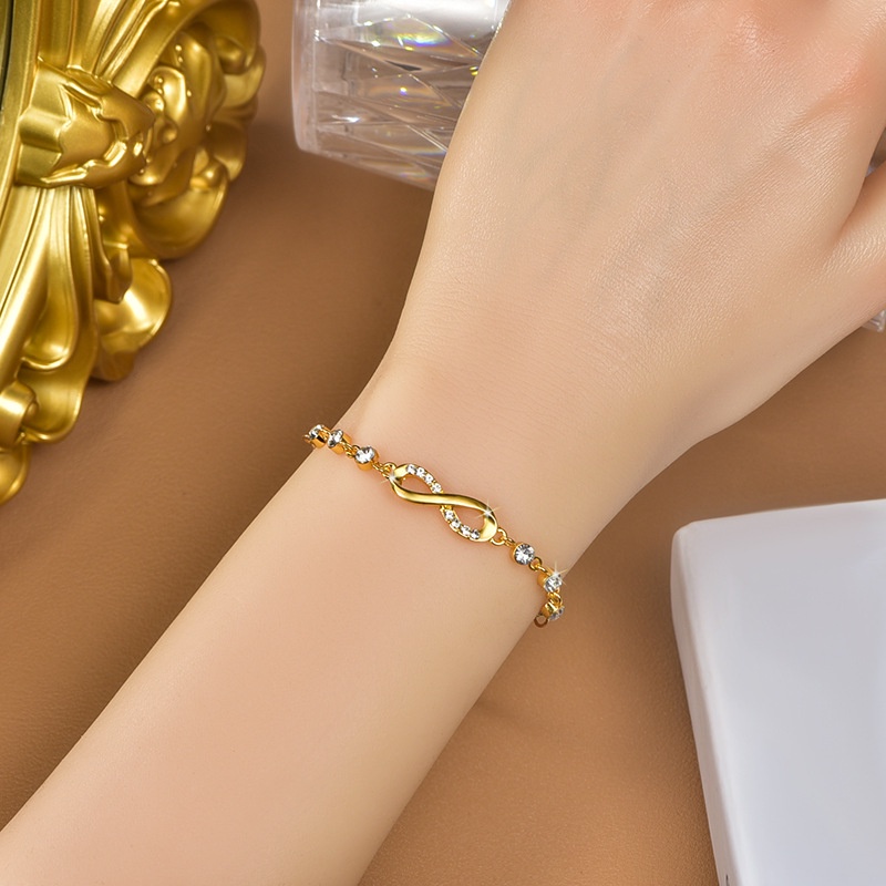 Infinite Gelang Tangan Rantai Aksen Infinity + Hati Untuk Perhiasan Wanita