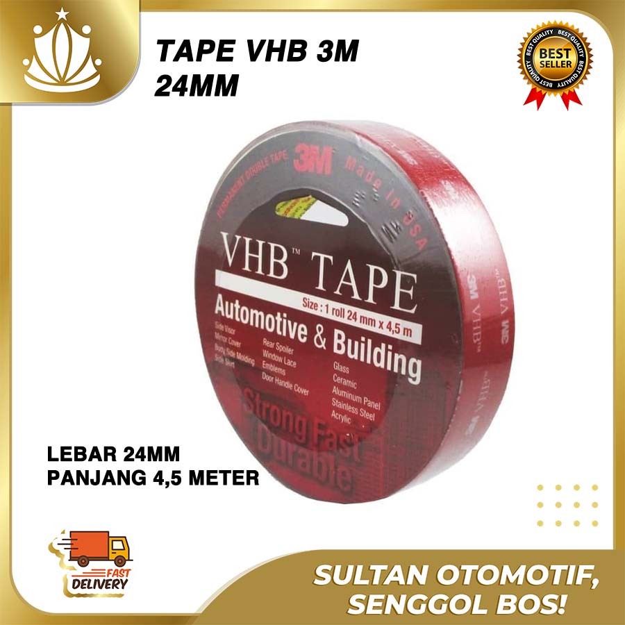 Double Tape Doubletape Perekat VHB TAPE 3M ORIGINAL BESAR 24mm x 4.5m