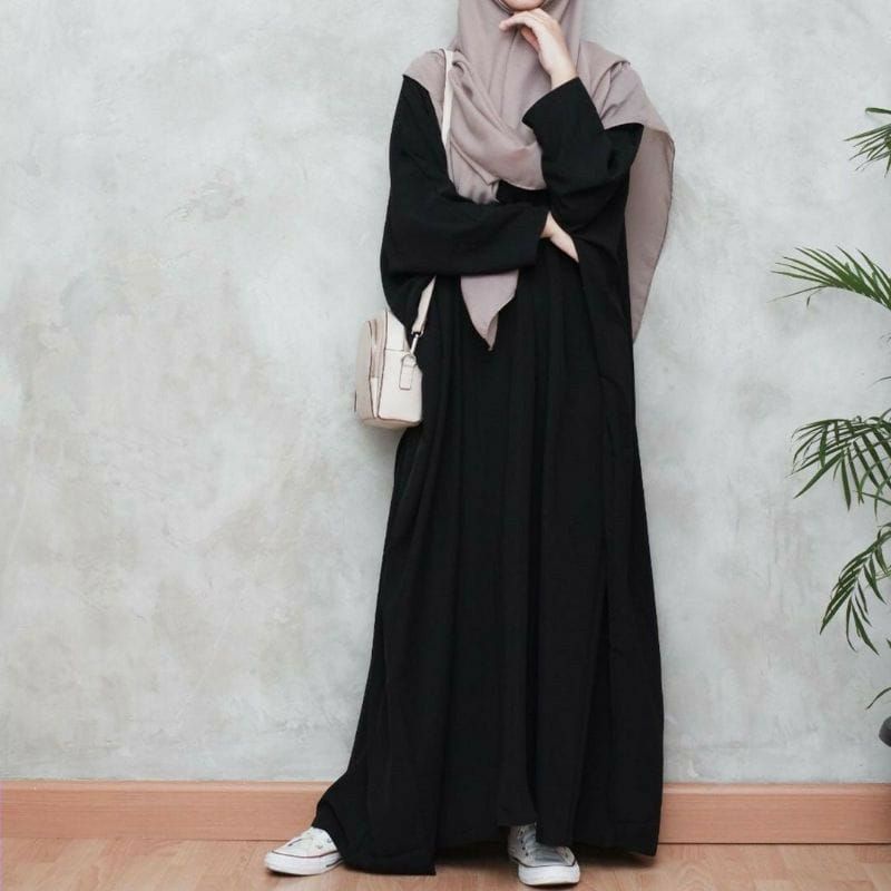 Gamis Hitam Polos Gamis Turki Gamis Terbaru (BISA COD)
