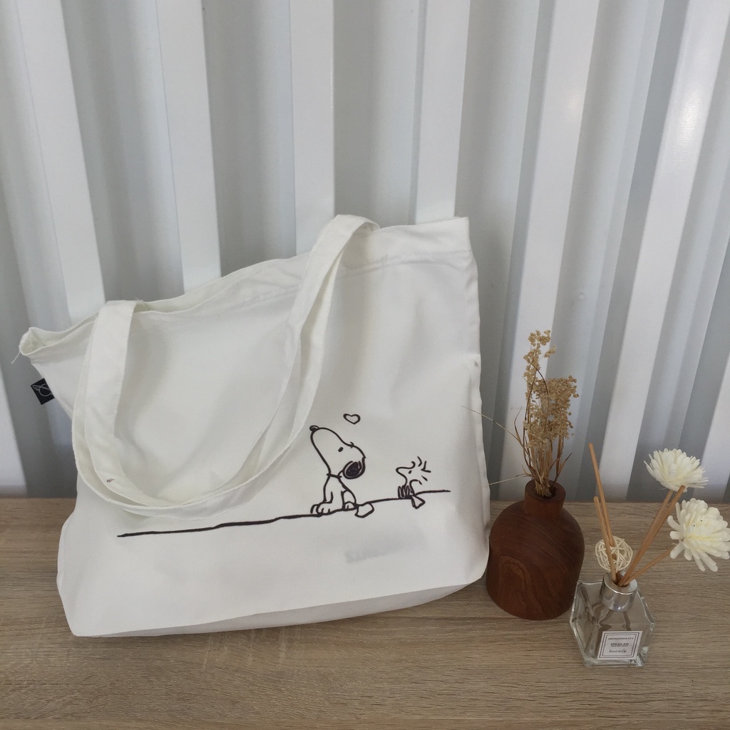 Tote bag &amp; Pouch Snoopy White