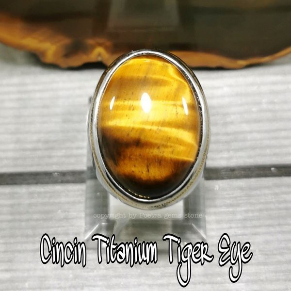 Cincin Titanium Pria Tiger Eye aka Biduri Sepah