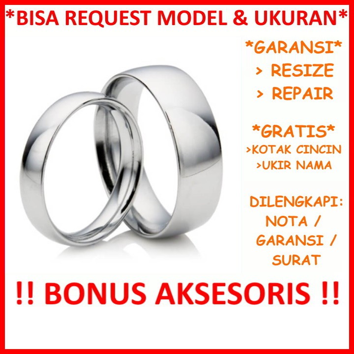 Bisa Request Model Cincin Kawin Tunangan Couple Silver 925 Perak Garansi Asli Gratis Ukir Nama Id15