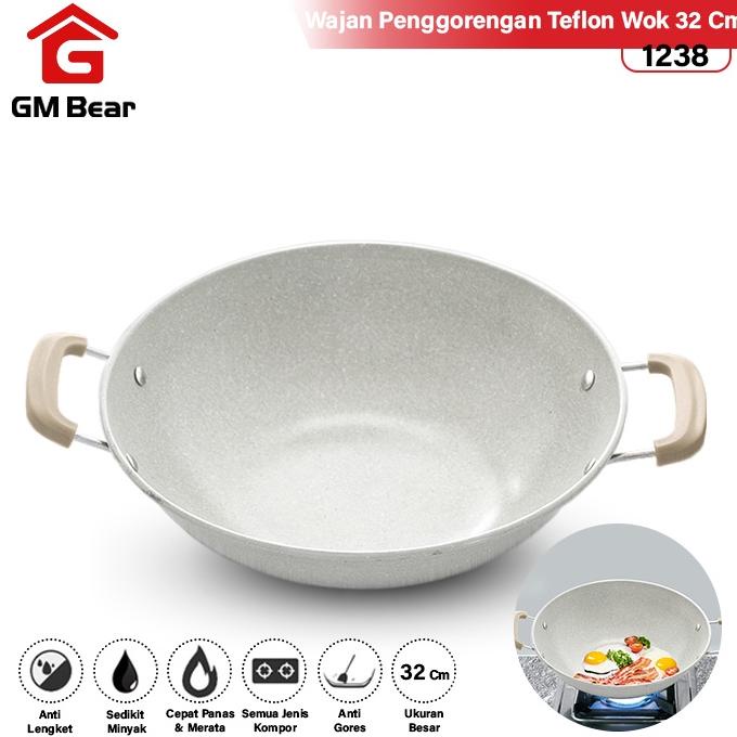 GM BEAR WAJAN PENGGORENGAN TEFLON 32CM - COOKING PAN 32CM TERMURAH ,.,. , ,. .