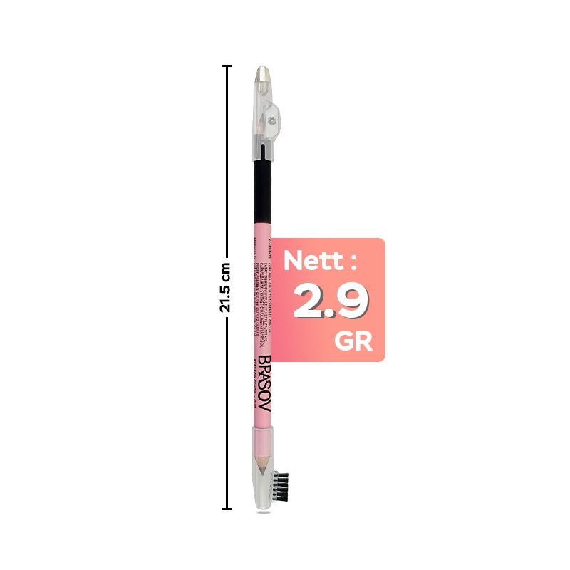 BRASOV Eyebrow Pensil Alis Duo 2.9 GR Dengan Sikat dan Peraut Eyebrow Pencil BPOM XX-CT-BR Black &amp; Brown